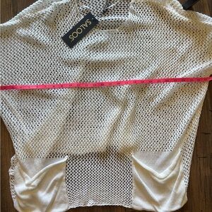 Open Knit Short Sleeve Top in Cream